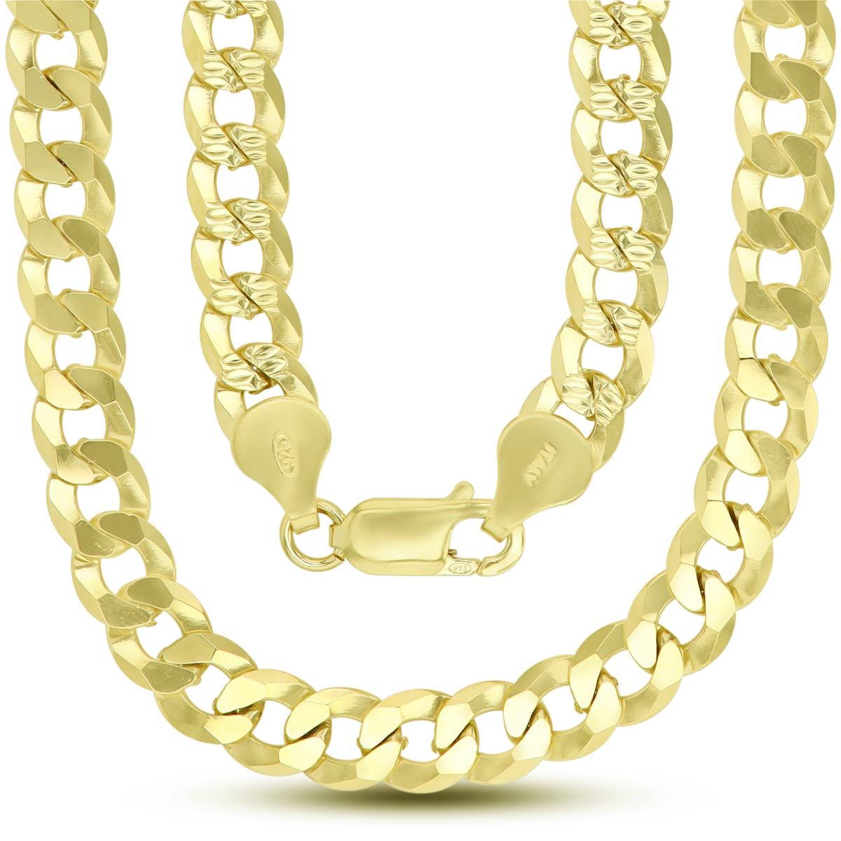 Sterling Silver Yellow DC 7.10mm 180 Curb Pave 24" Chain