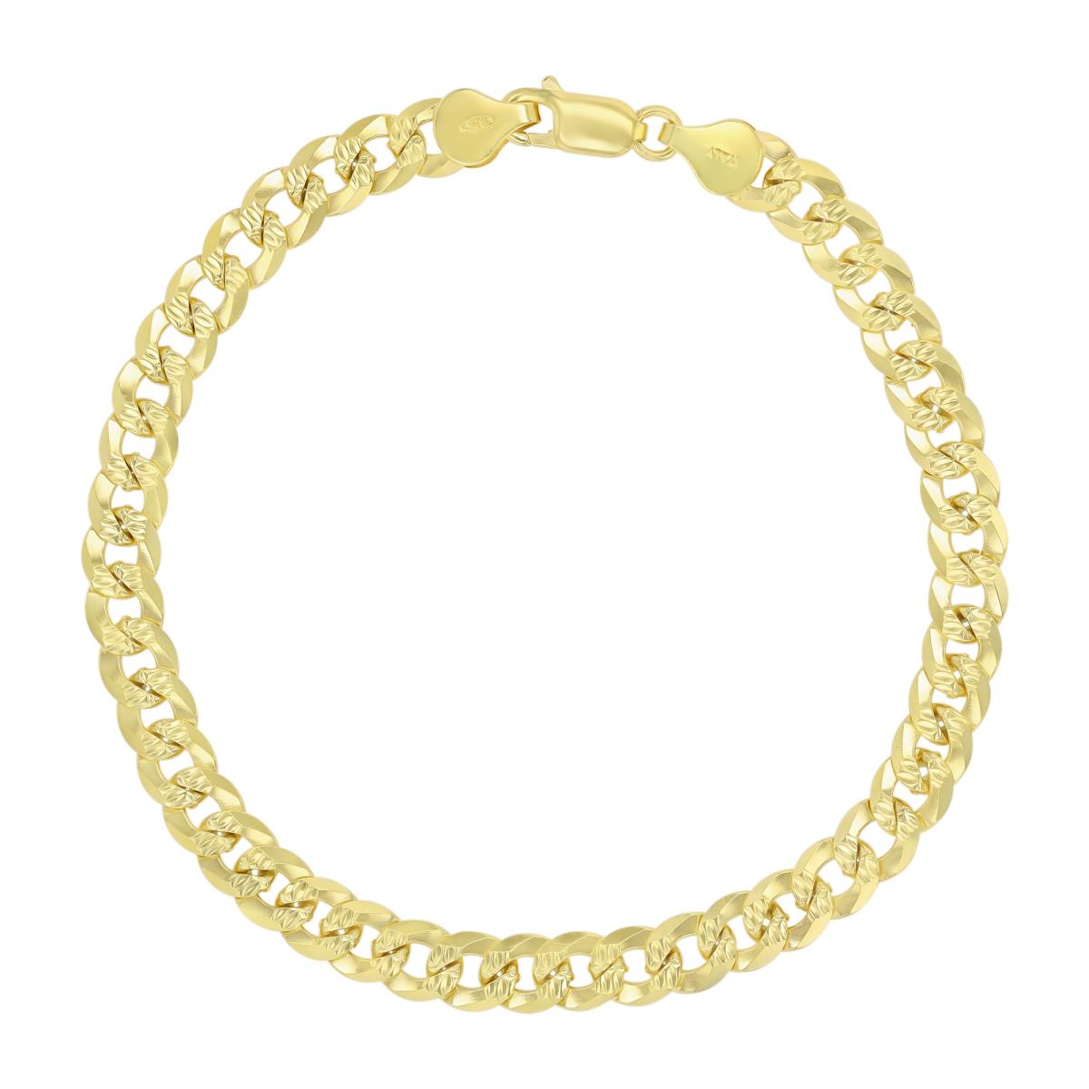 Sterling Silver Yellow DC 7.10mm 180 Curb Pave 8.5" Chain