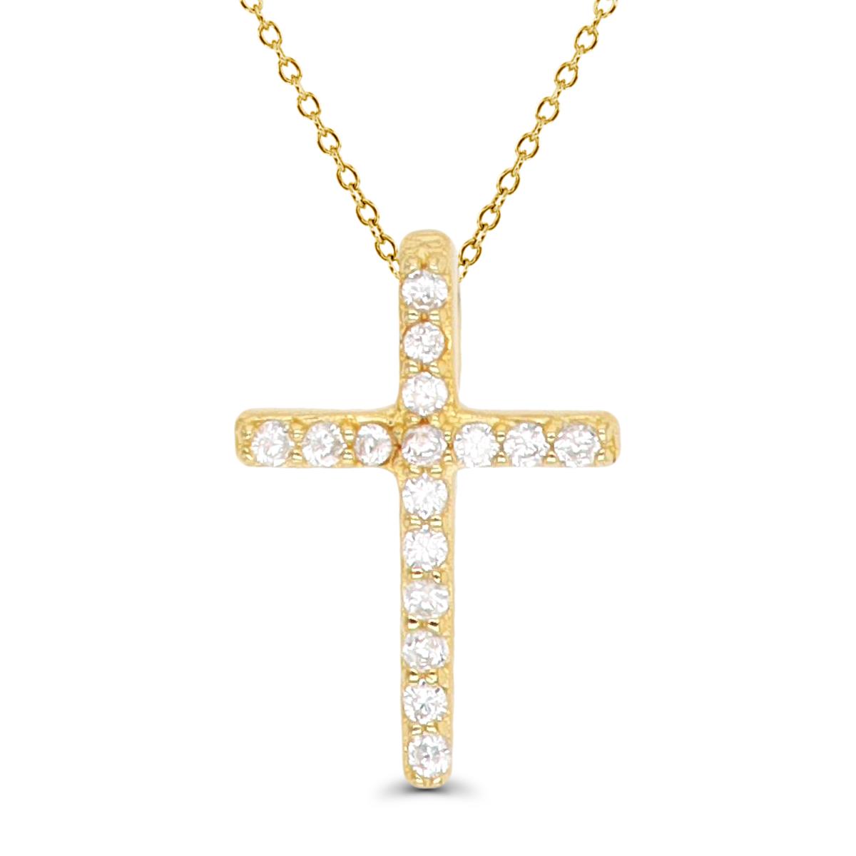 Sterling Silver Yellow 12x9mm Petite Cross 13"+2" Necklace