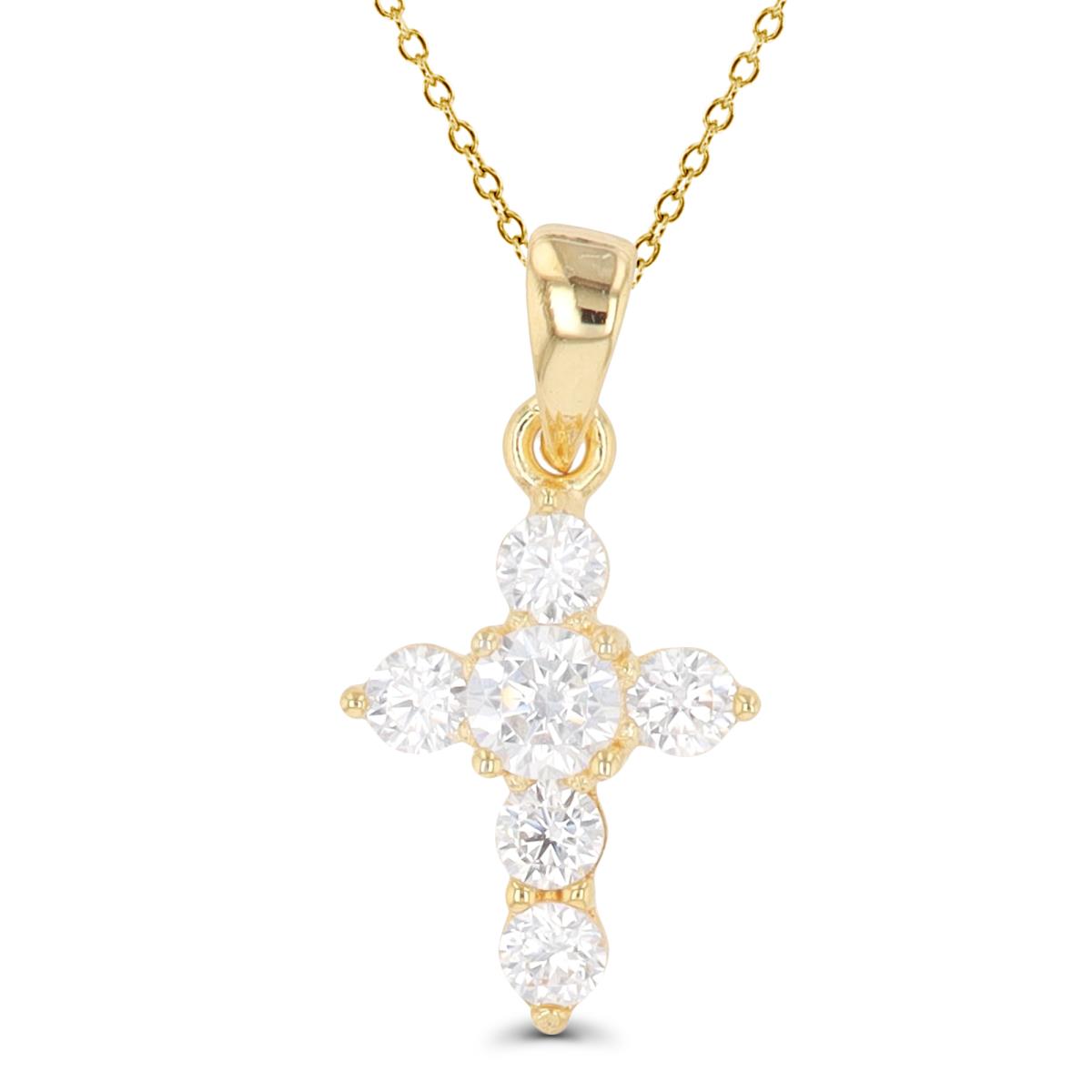 Sterling Silver Yellow Petite Cross 13"+2" Necklace