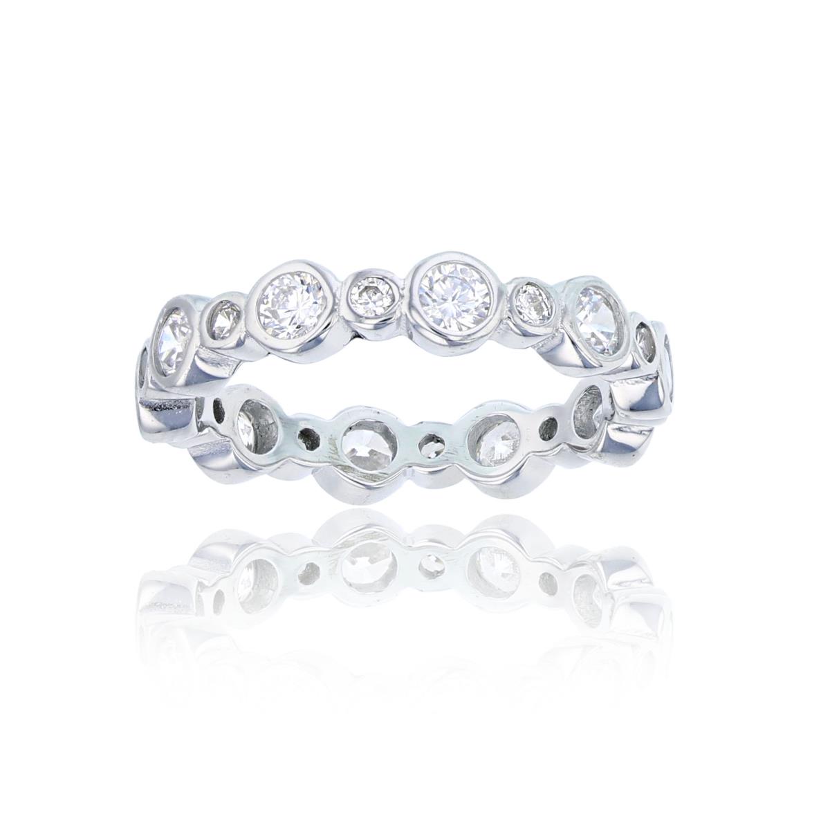 Sterling Silver Big & Small Bezel Eternity Ring