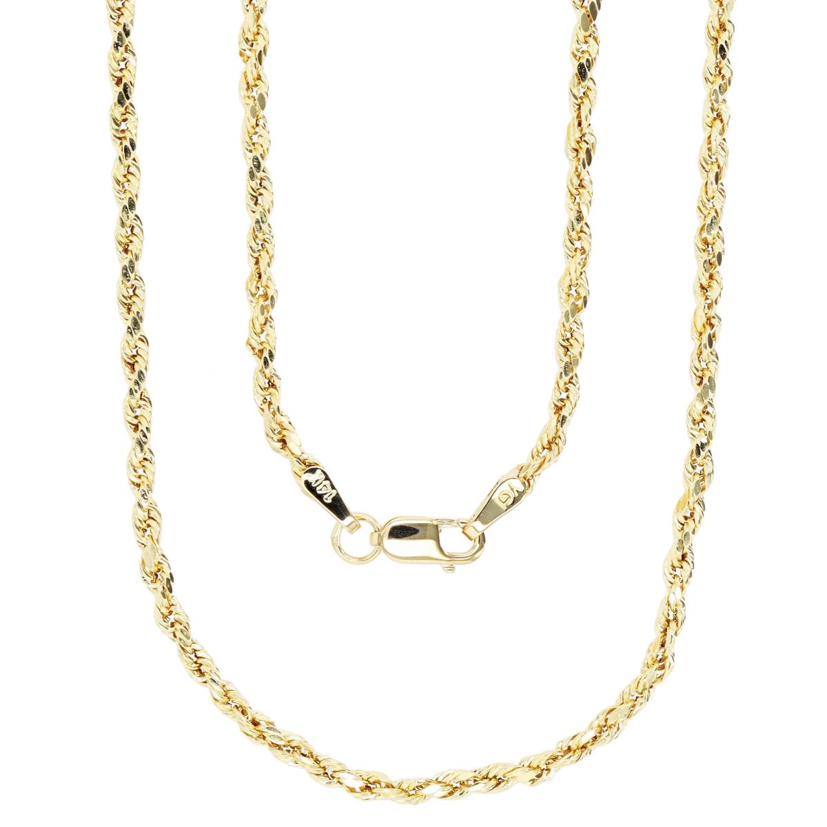 14K Yellow Gold 2.25mm 016 Superlight 16" Hollow Rope Chain