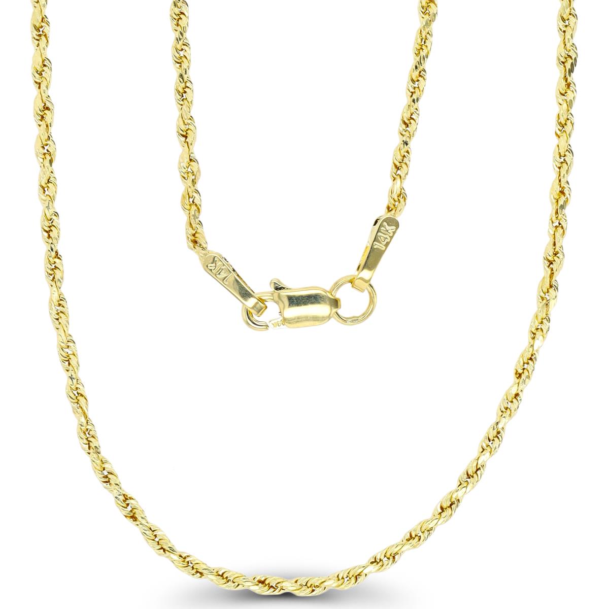 14K Yellow Gold 012 Hollow 1.65mm 18" Rope Chain