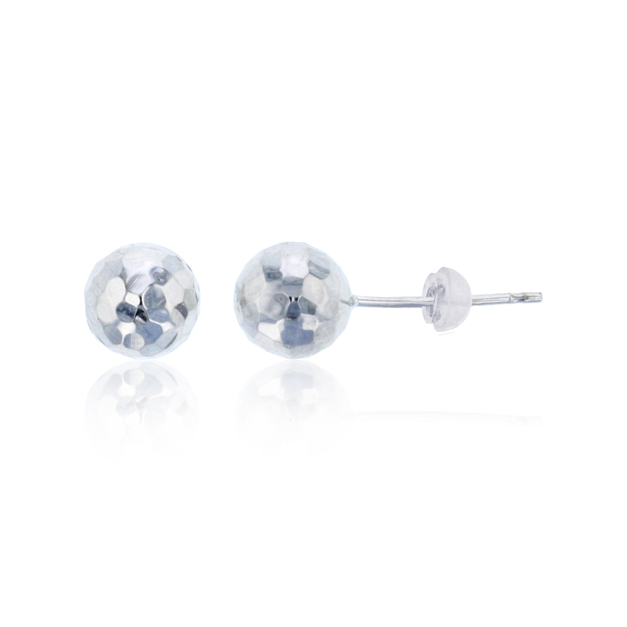 10K White Gold 8MM DC Ball Stud Earrings