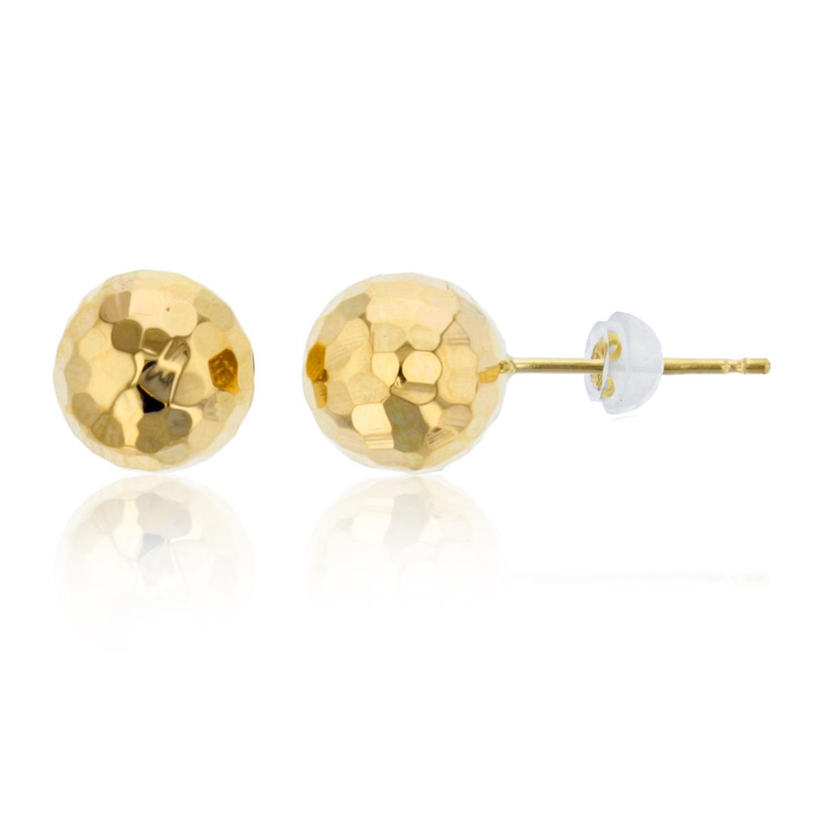 10K Yellow Gold 8mm DC Ball Stud Earring & 14K Silicone Back