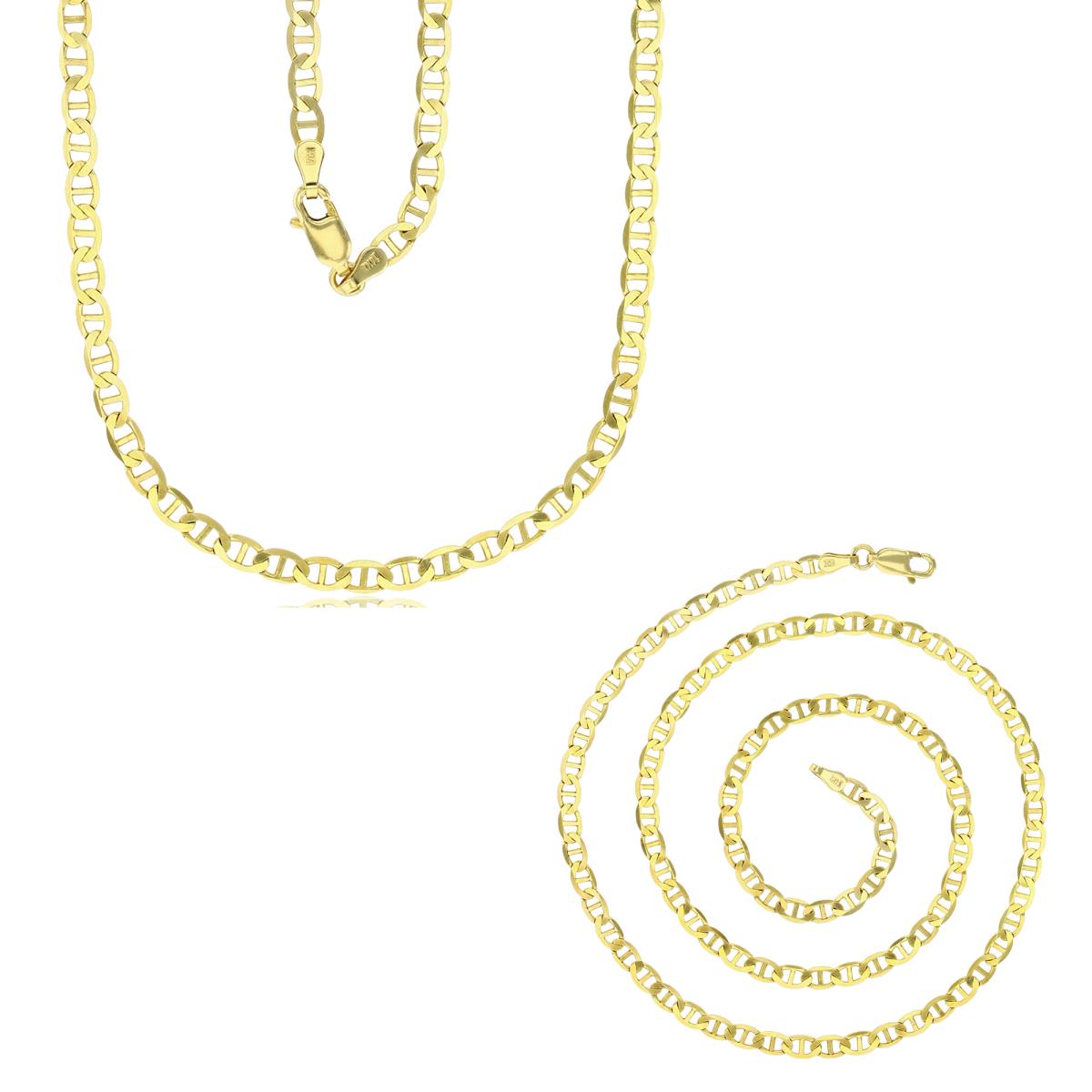 14k Yellow Gold 3.50mm Solid Mariner 080 8" & 20" Chain Set