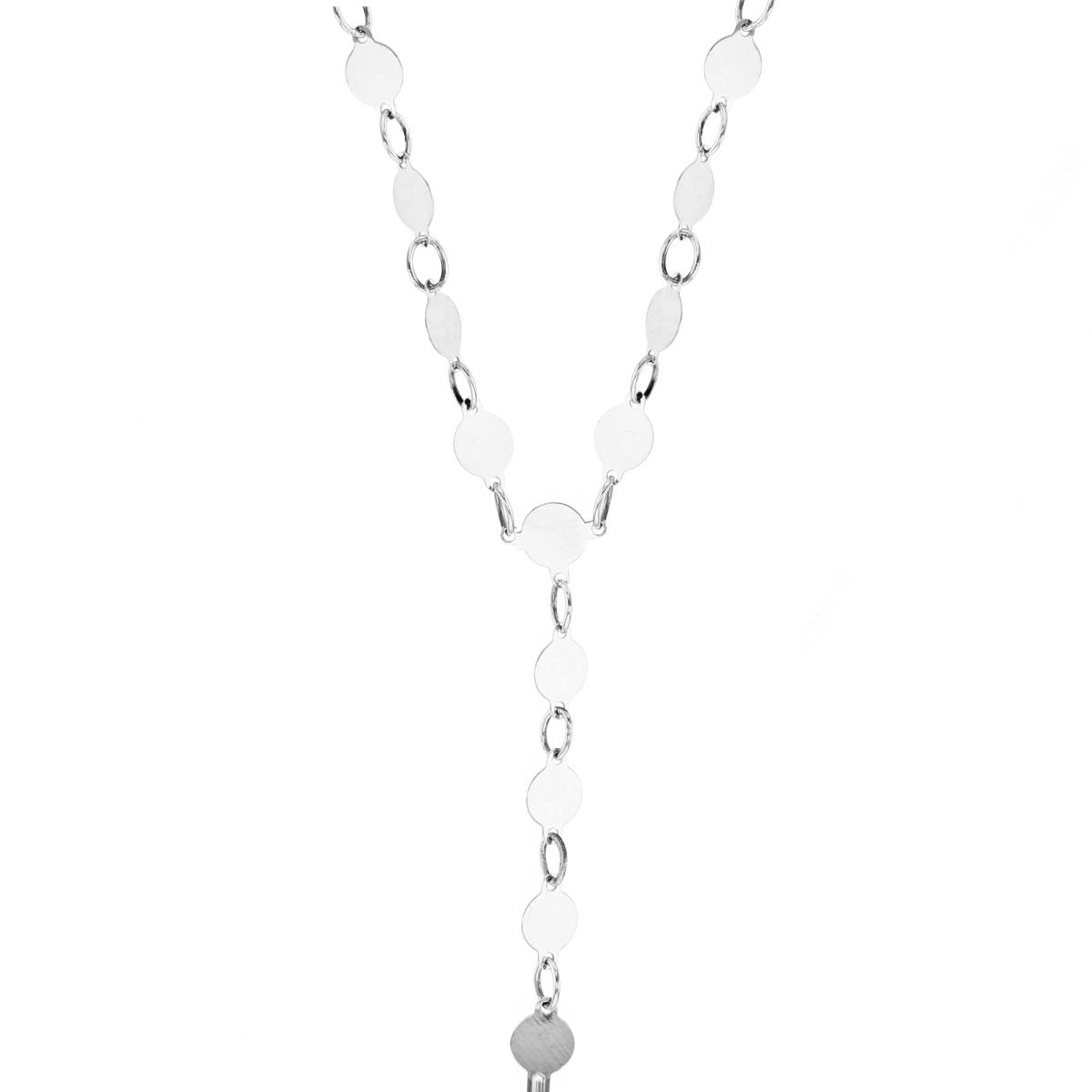 14K White Gold Polished Coins 18" "Y" Necklace
