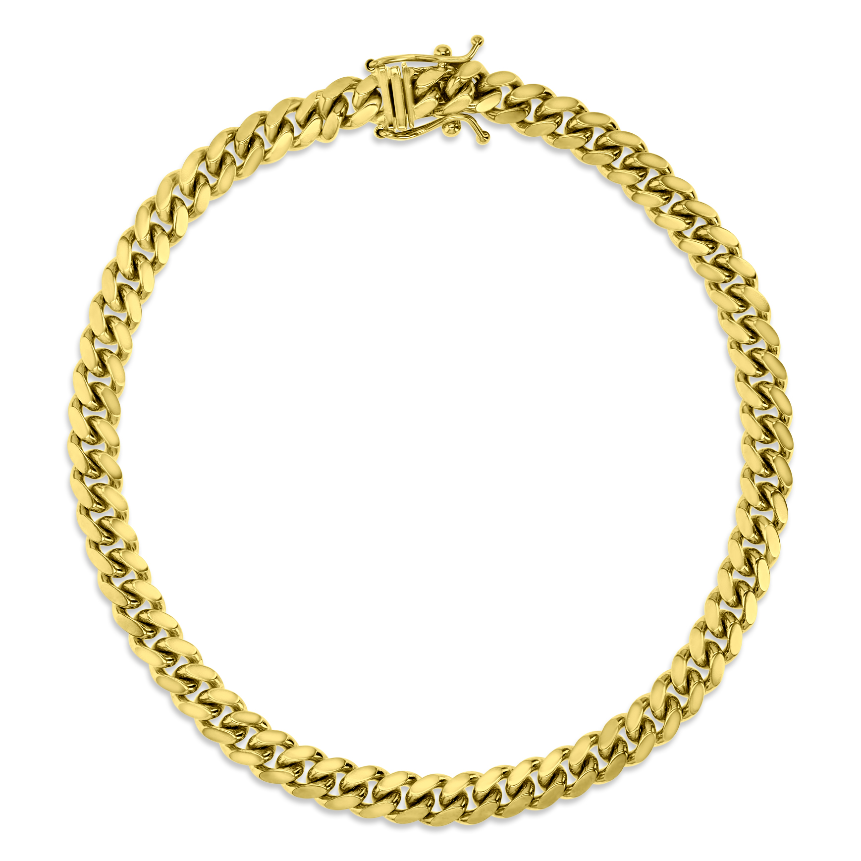 14K Yellow Gold 5mm Solid Miami Cuban 150 8" Chain Bracelet With Box Lock