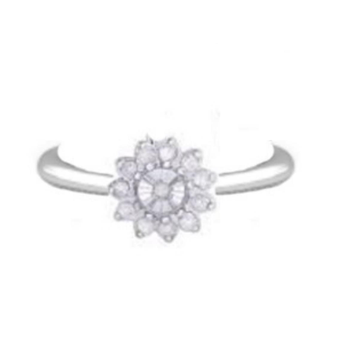 Sterling Silver Rhodium 0.06CTTW Diamonds Miracle Plate Flower Ring
