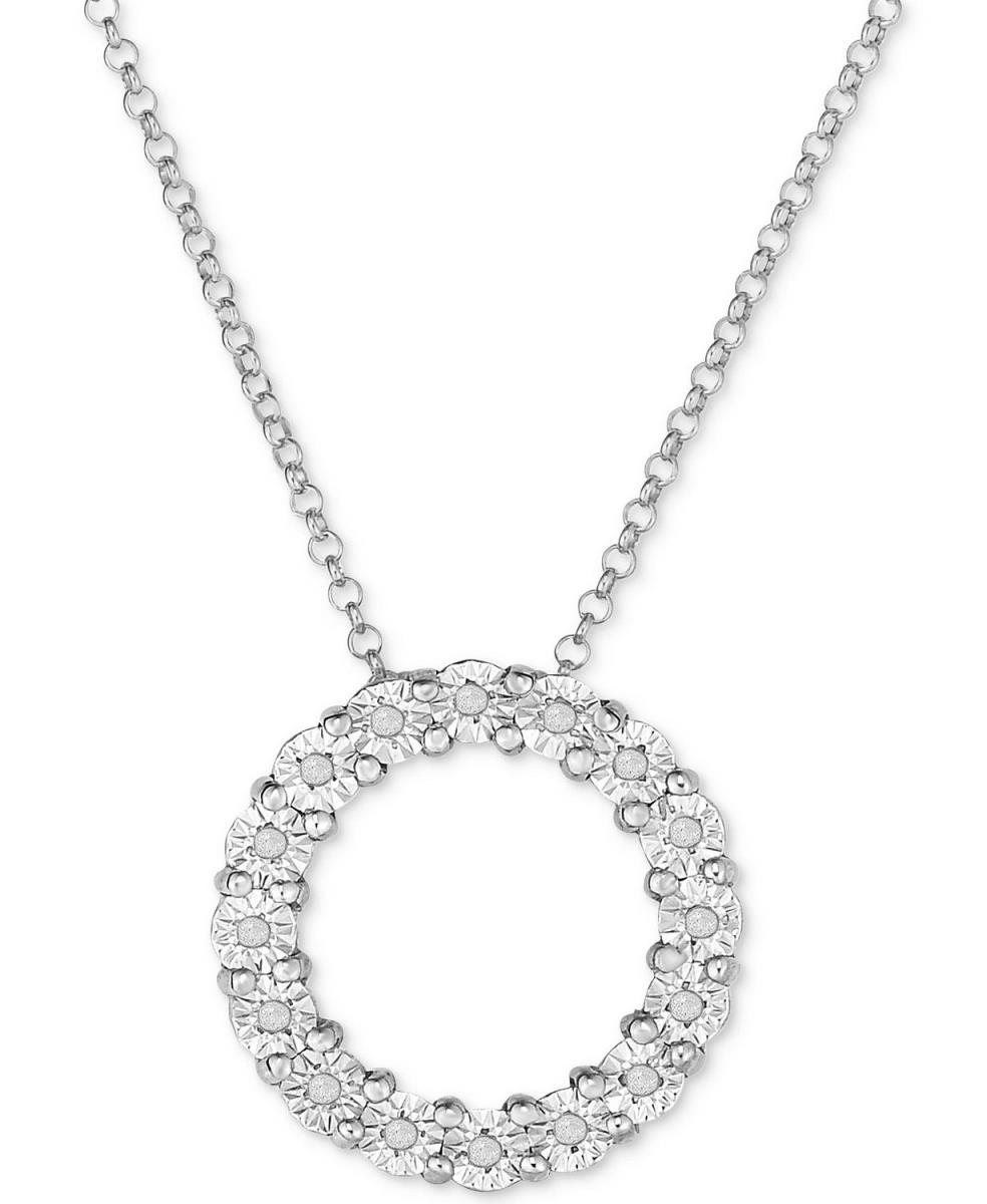 Sterling Silver Rhodium 0.08CTTW Diamonds Miracle Plate Open Circle 18" Necklace