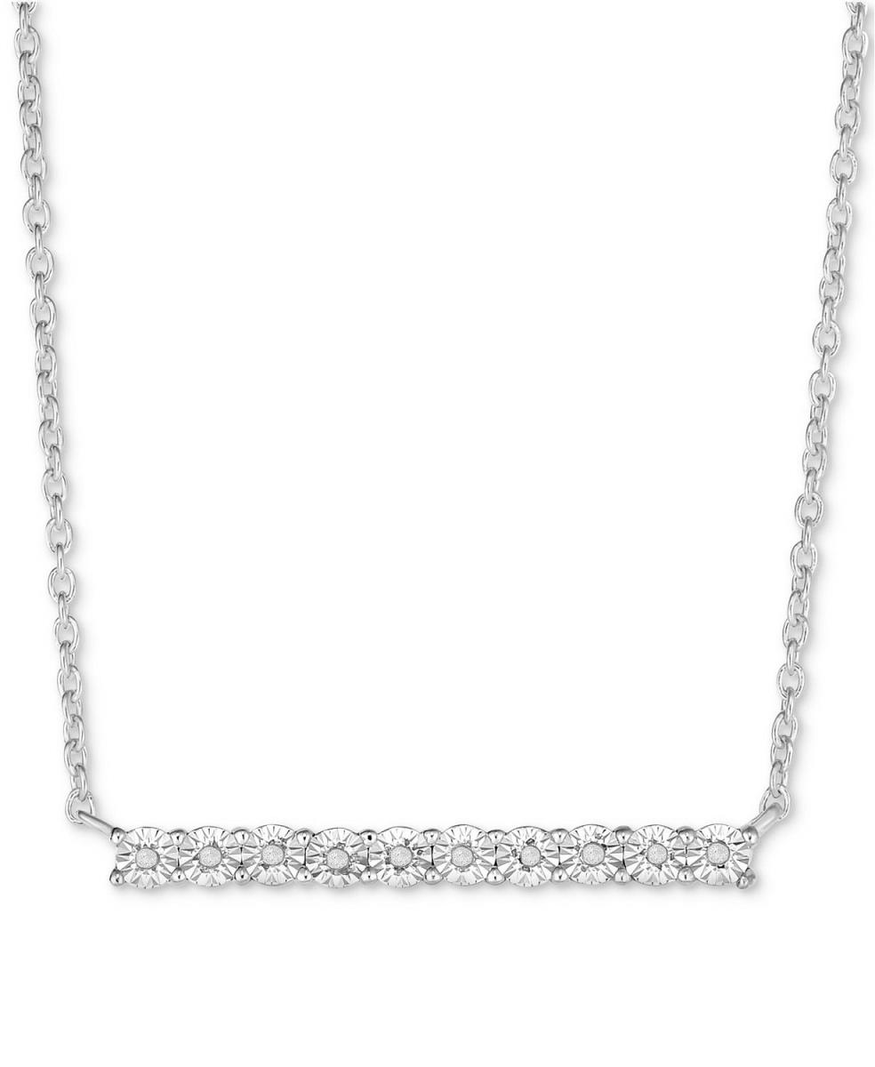 Sterling Silver Rhodium 0.05CTTW Diamonds Miracle Plate 18" Bar Necklace