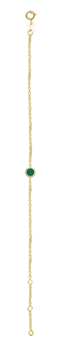 14K Yellow Gold 5mm Rd Created Emerald 7" Bracelet