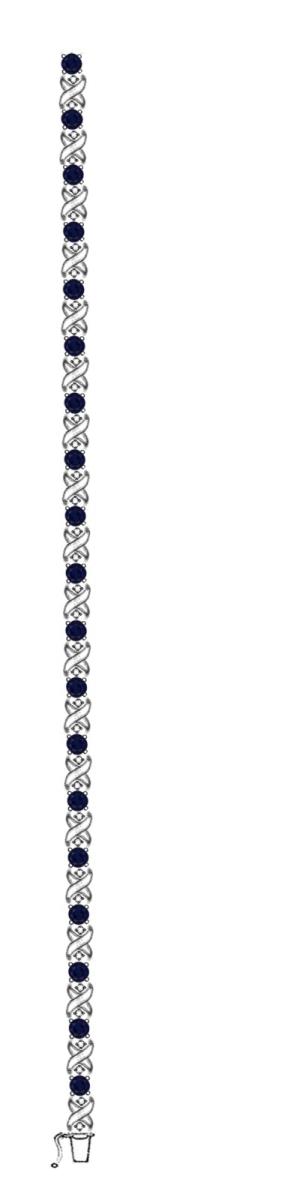 14K White Gold 3mm Rd Sapphire & 0.11CTTW Diamonds XO 7" Bracelet
