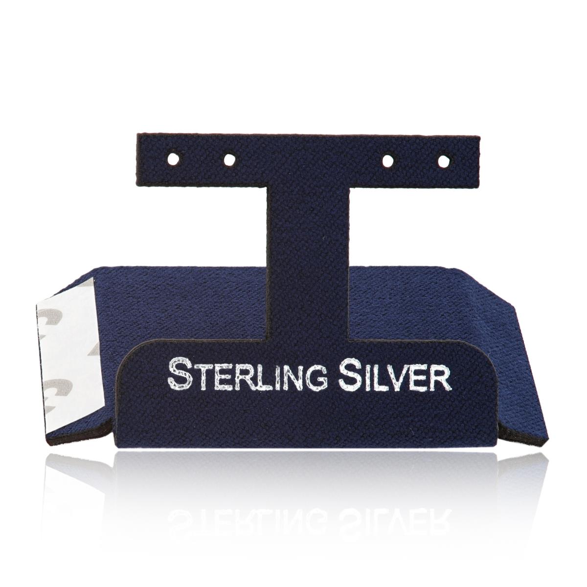 Navy Sterling Silver, Silver Foil 2 Huggie Insert (Box B06-159/Navy/D)