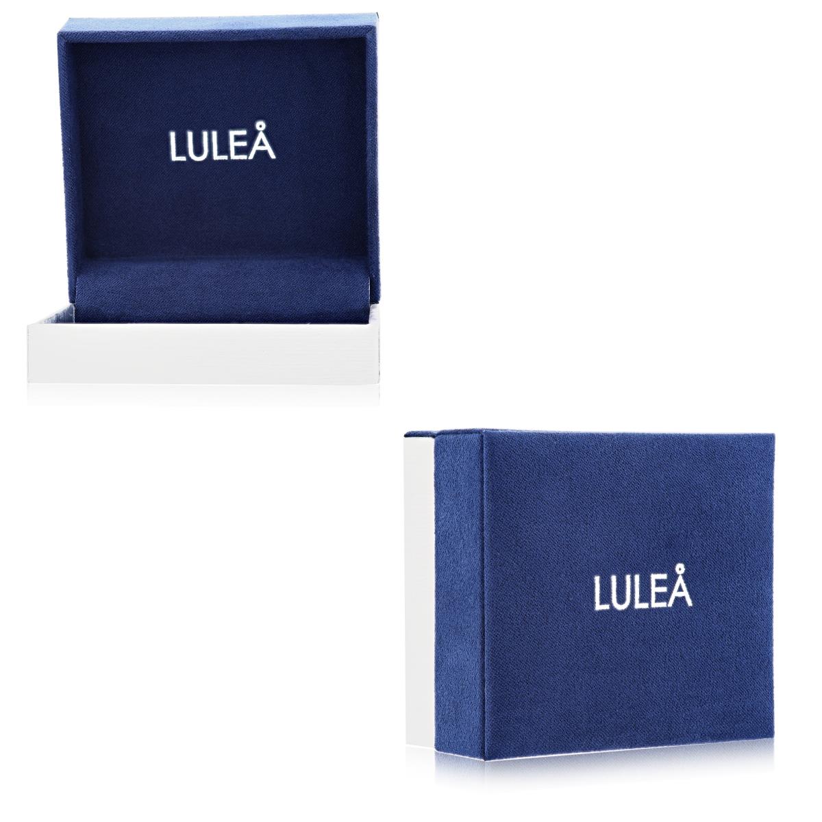 Lulea 75x70x35MM Navy Blue Suede & Metallic Silver Hinged Box