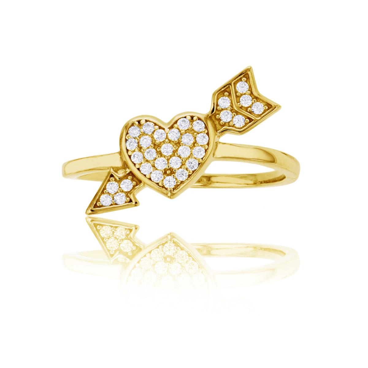 Sterling Silver Yellow Micropave Cupid's Heart Fashion 10mm Ring