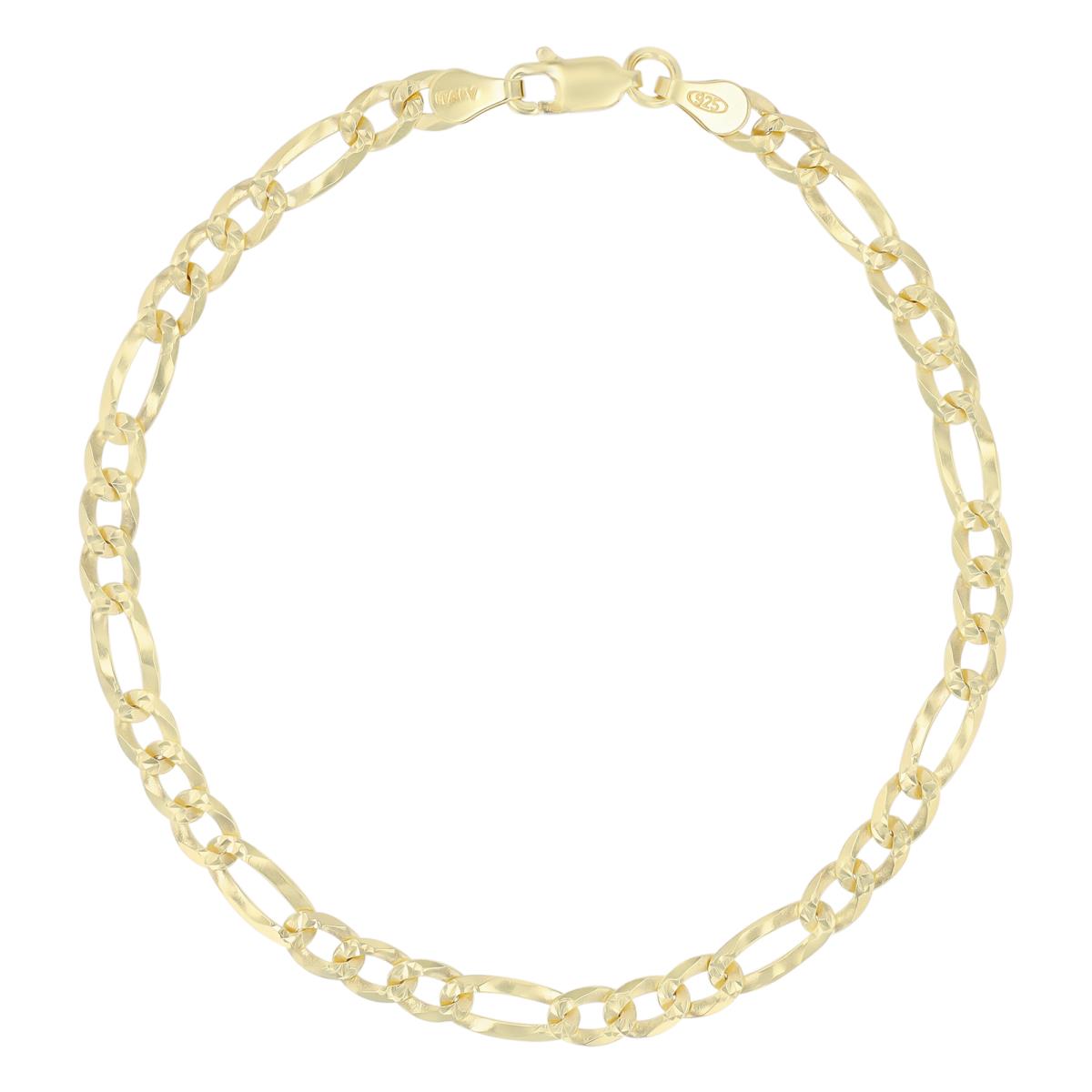 Sterling Silver Yellow DC 4.5mm 120 Figaro 8.25" Chain Bracelet