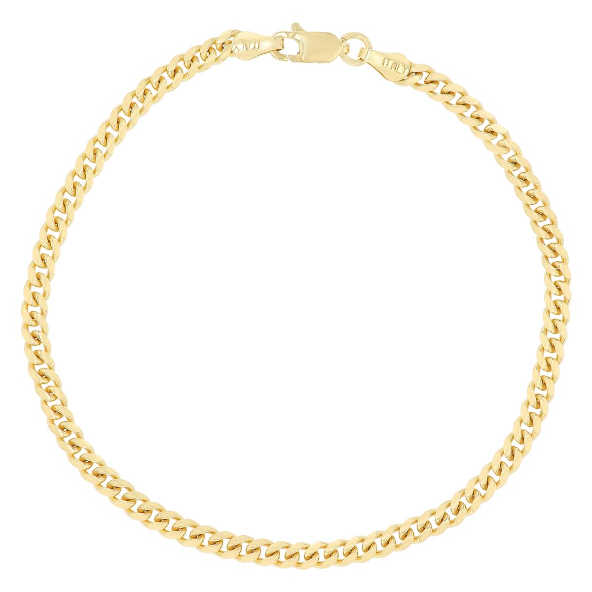 Sterling Silver Yellow 4.00mm 120 Miami Cuban 10" Chain Anklet
