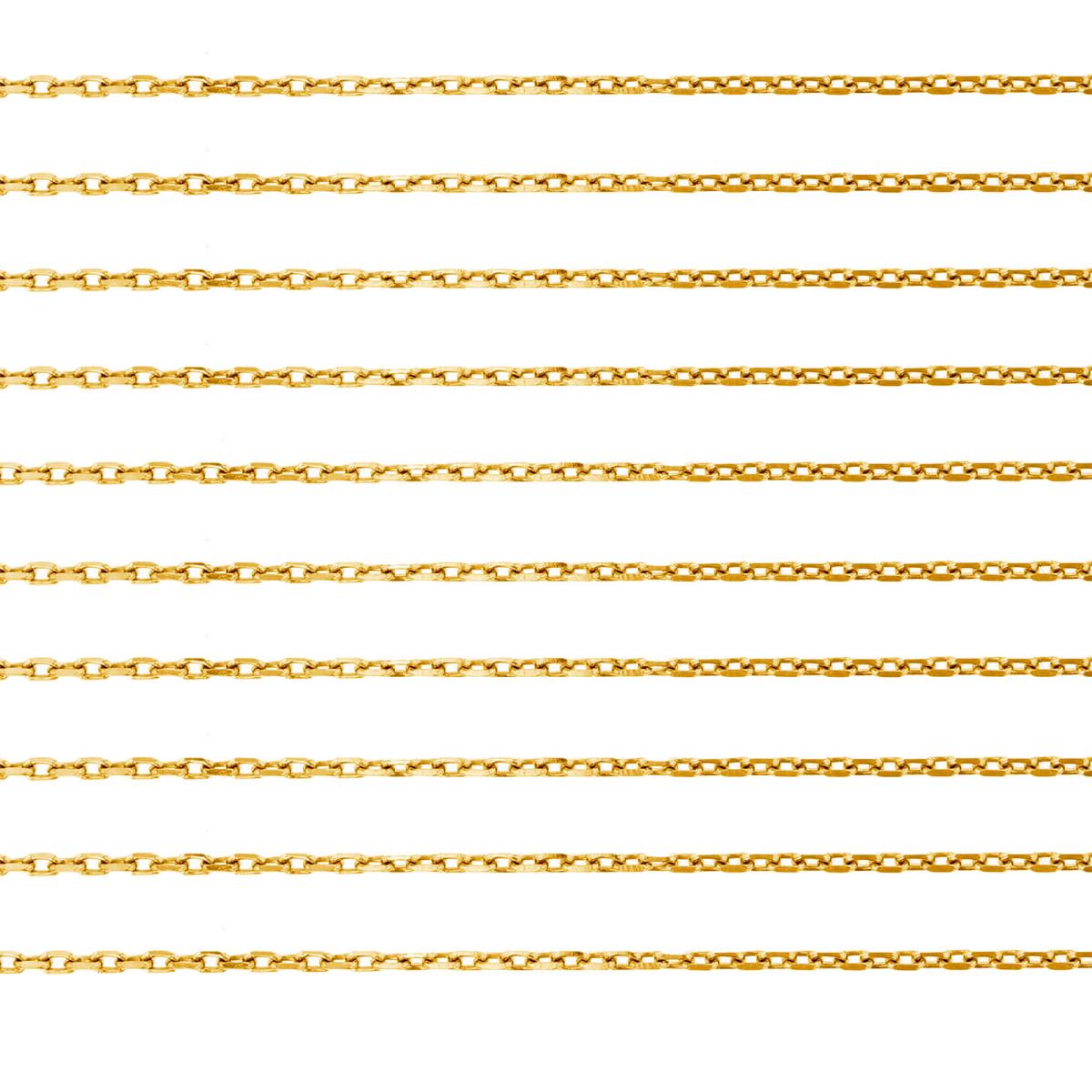 Sterling Silver Yellow 1-Micron 1mm 18" Diamond Cut Cable Set of 10 Chains