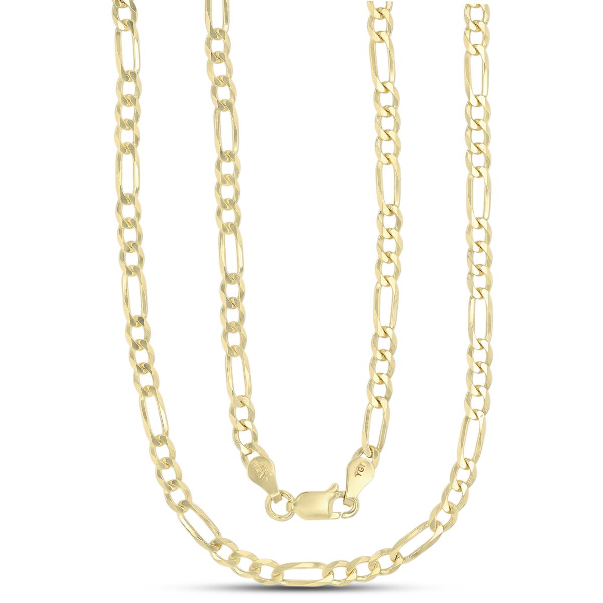 Sterling Silver Yellow 3.5mm 100 Figaro 22" Chain