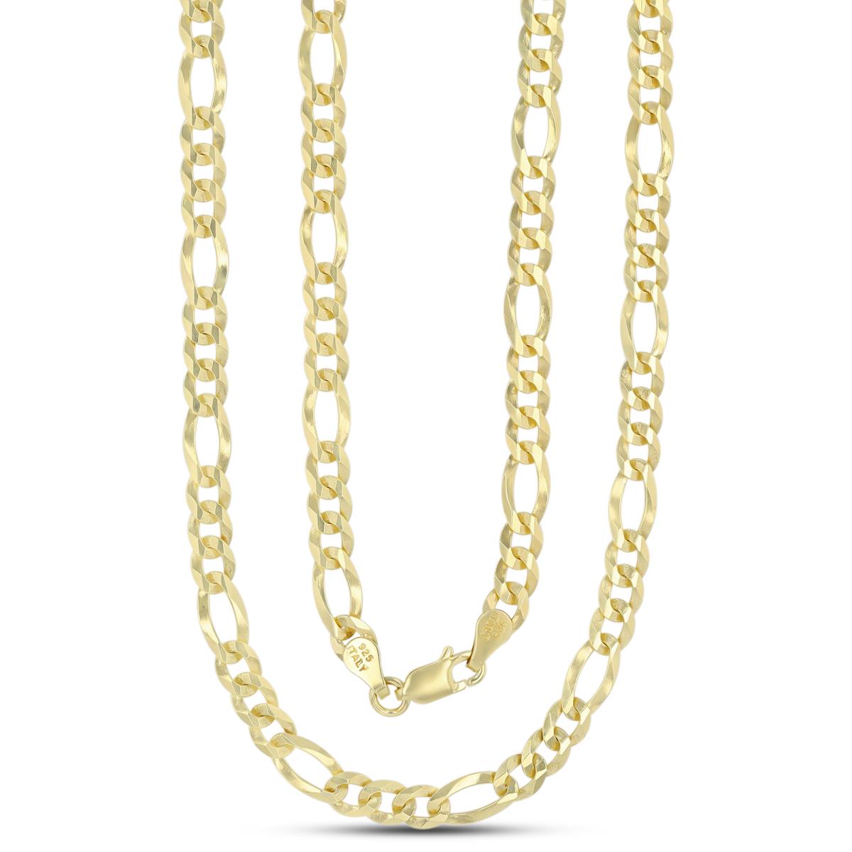 Sterling Silver Yellow 4.7mm 120 Figaro 24" Chain 