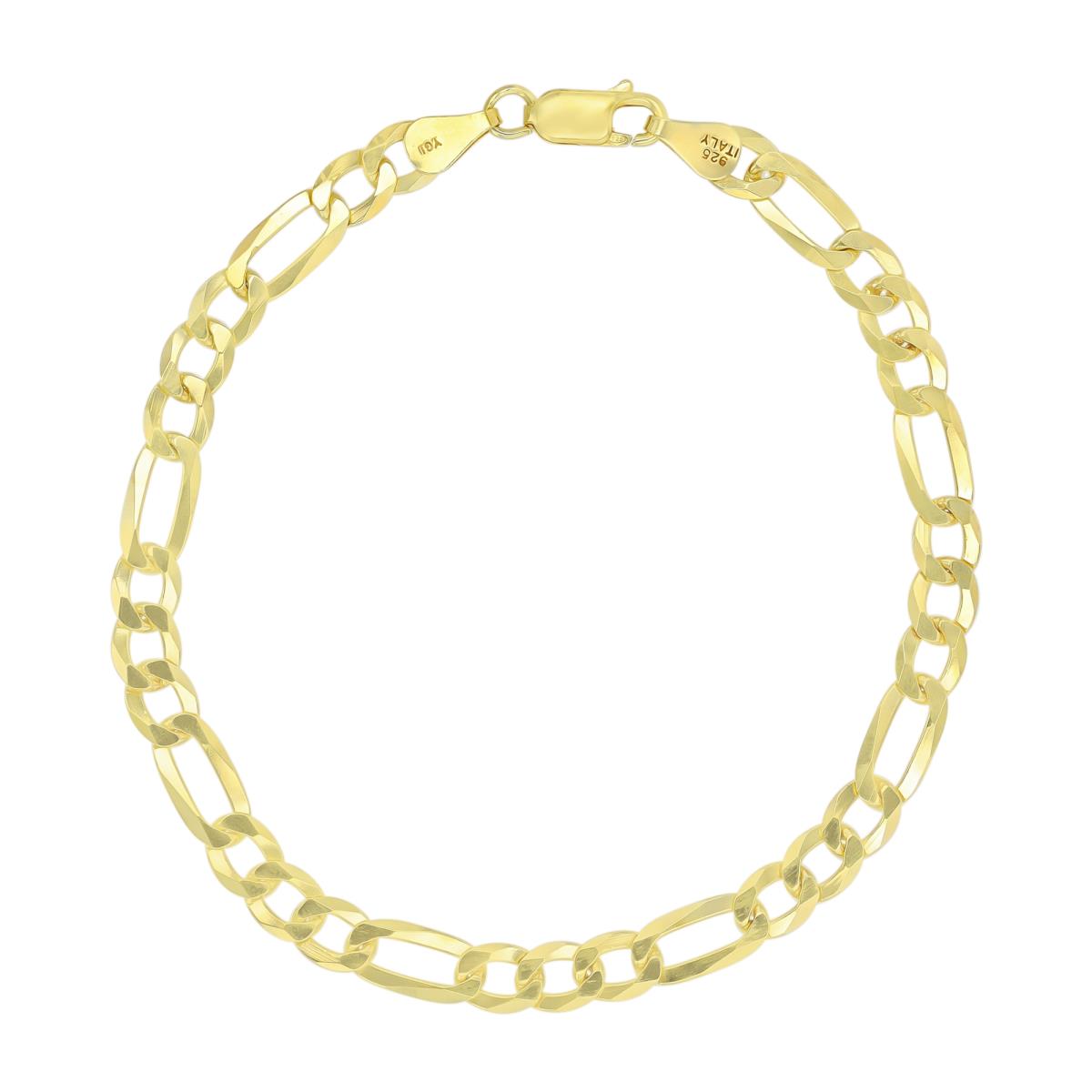 Sterling Silver Yellow 5.5mm 150 Figaro 10" Chain Anklet