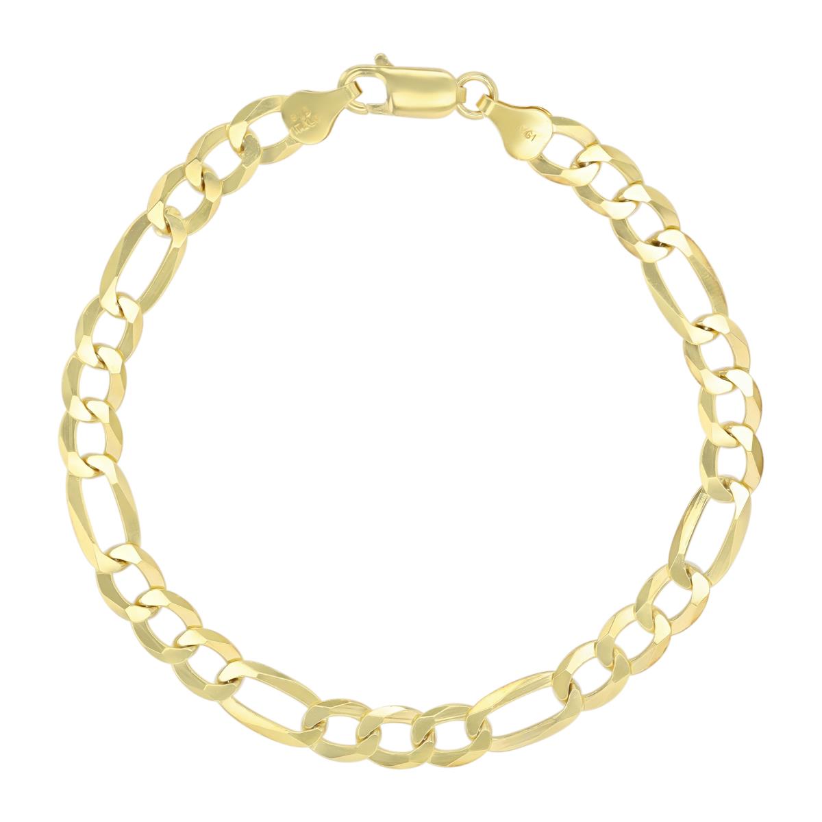 Sterling Silver Yellow DC 6.6mm 160 Figaro 8.25"Chain Bracelet