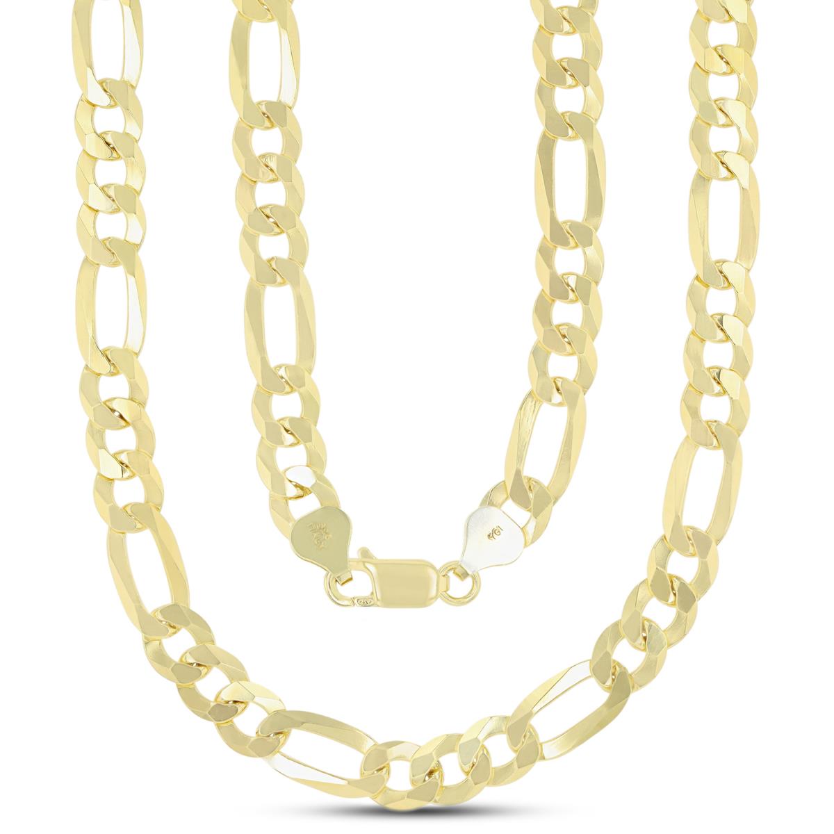 Sterling Silver Yellow 7.70mm 180 Figaro 24" Chain