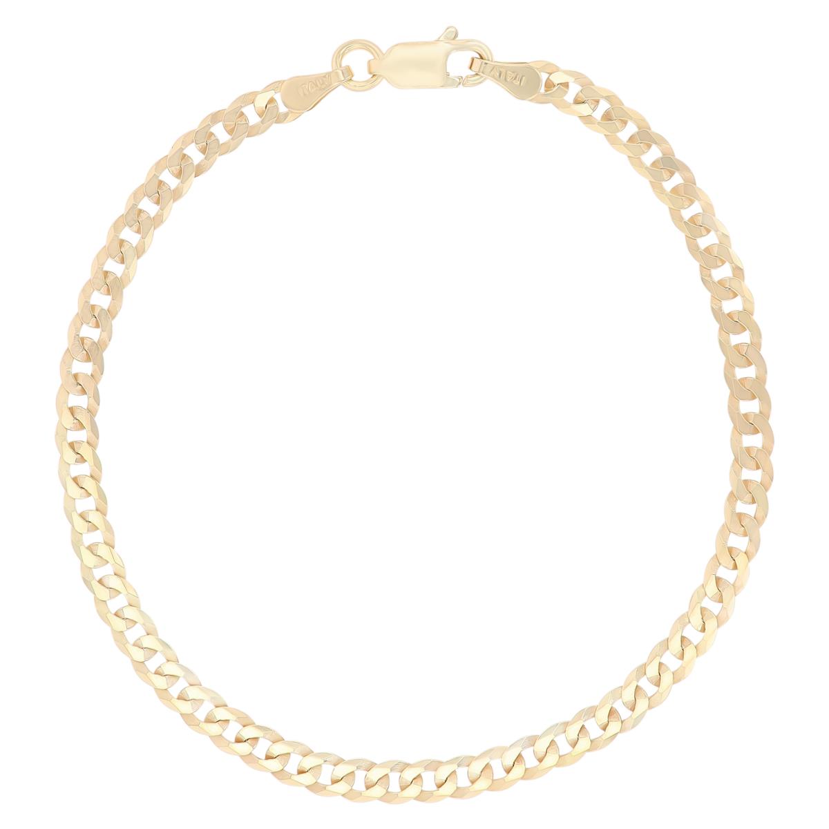 Sterling Silver Yellow 3.5mm 10"080 Flat Curb Chain Anklet