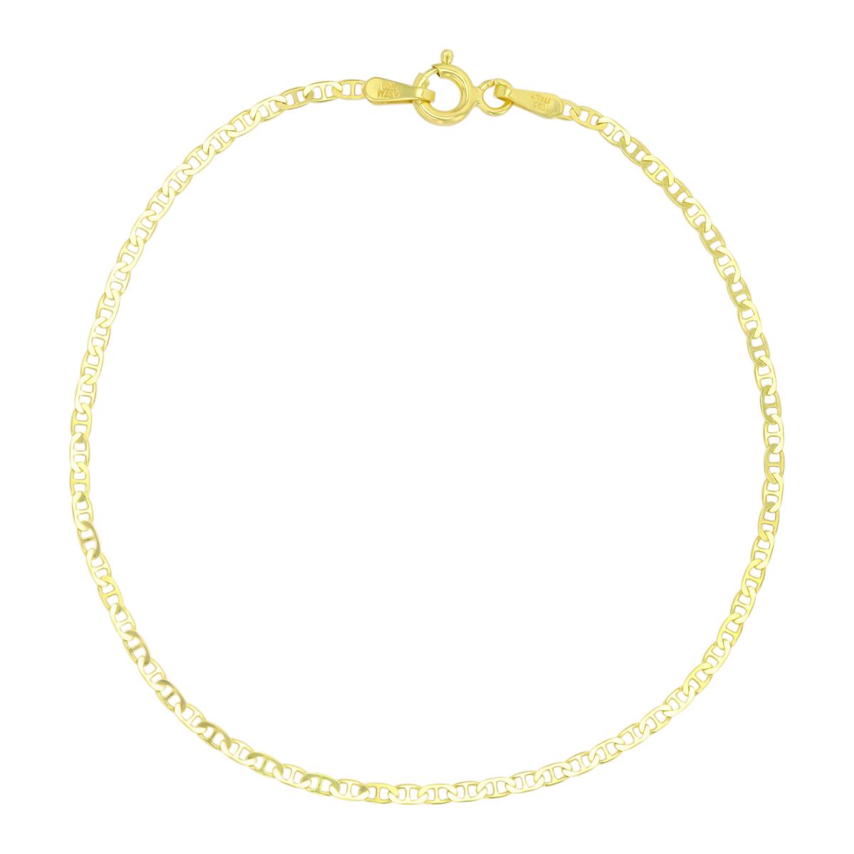 Sterling Silver Yellow 1.60mm 040 Flat Mariner 7" Chain Bracelet