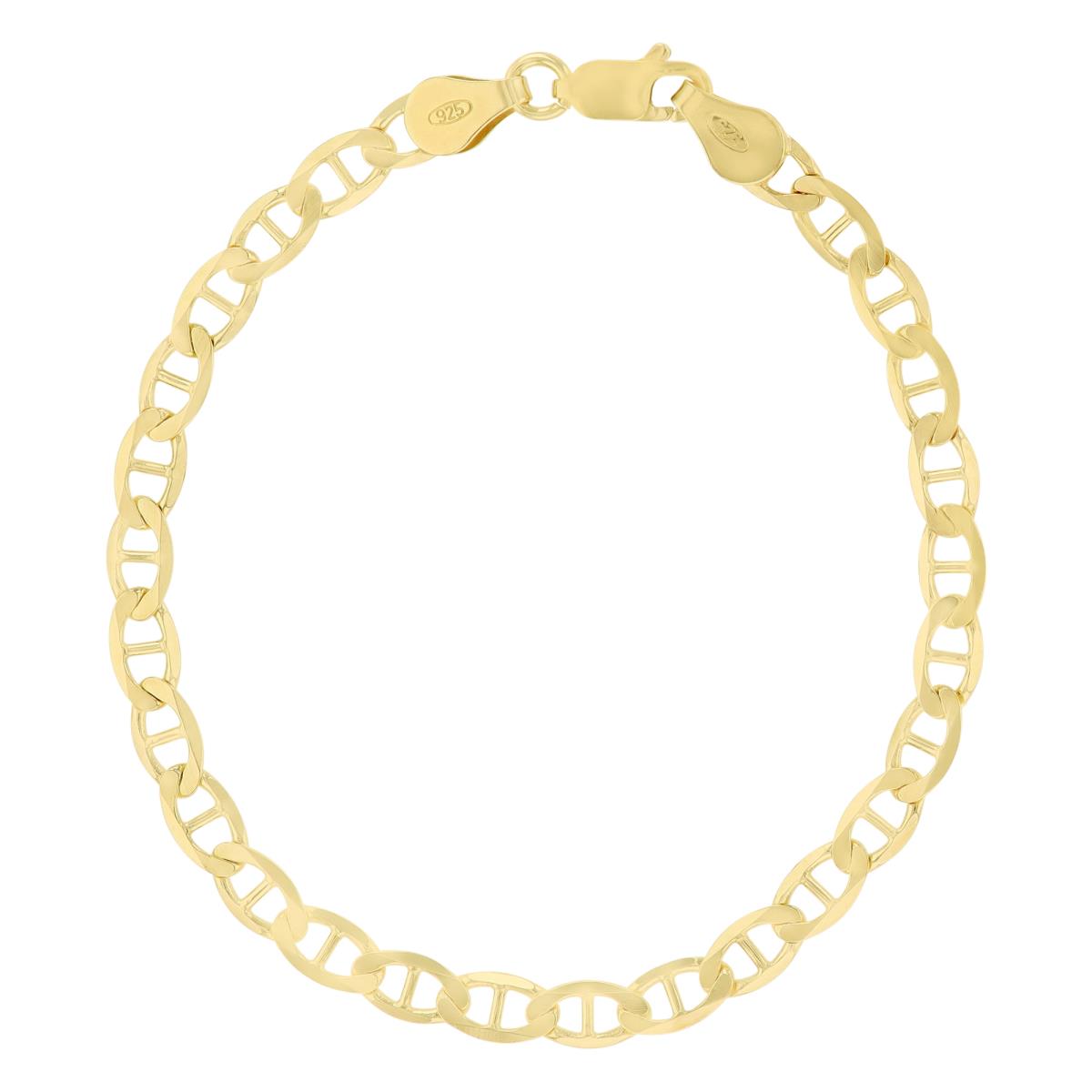 Sterling Silver Yellow 4.40mm 100 Flat Mariner 8" Chain Bracelet