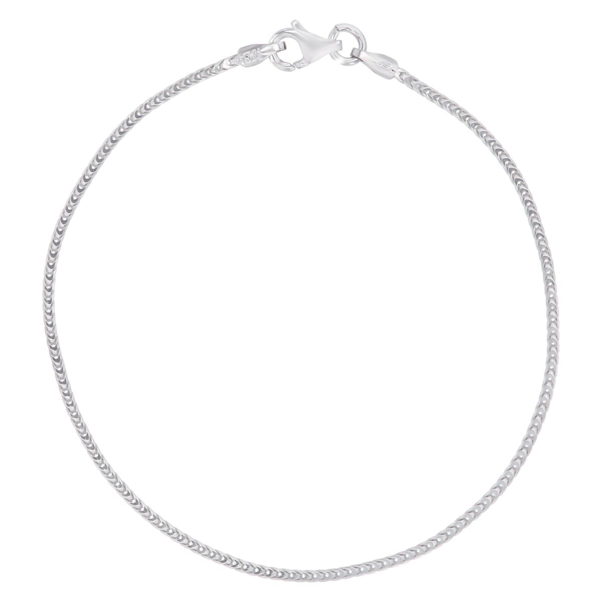 Sterling Silver Rhodium 1.20mm 100 Franco 9" Chain Anklet