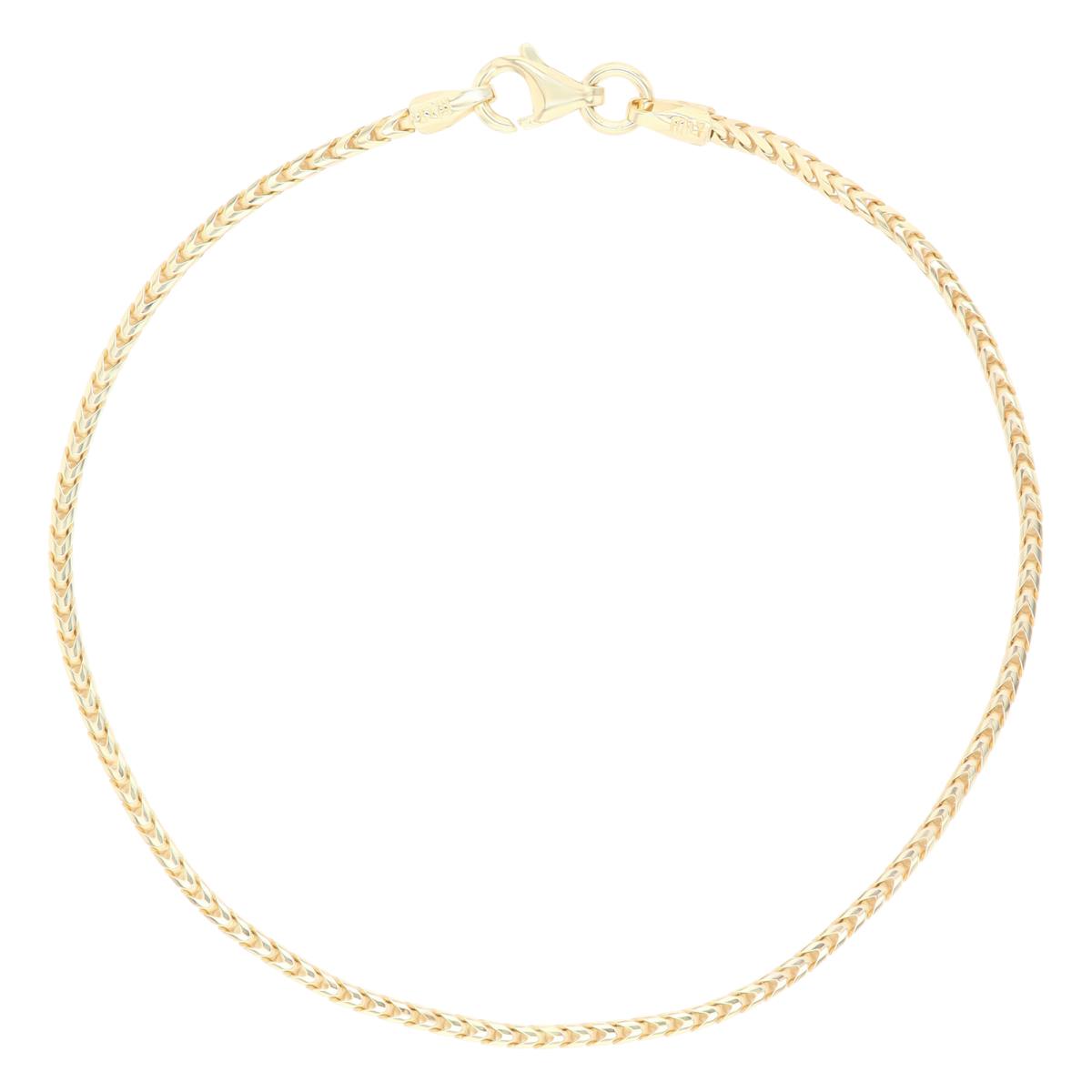 Sterling Silver Yellow 1.45mm 130 Franco 10" Chain Bracelet Anklet