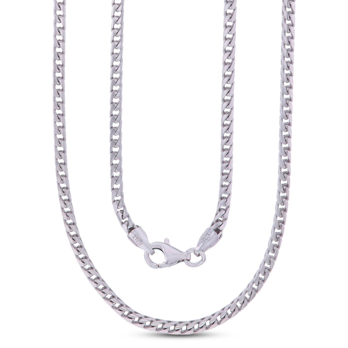 Sterling Silver Rhodium 2.50mm 230 Franco 18" Chain