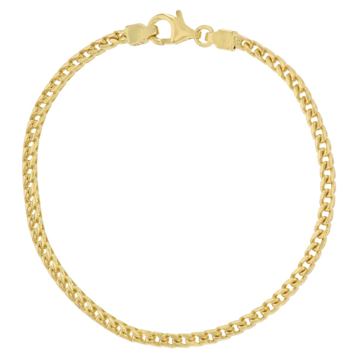 Sterling Silver Yellow 3.00mm 300 Franco 10" Chain Anklet