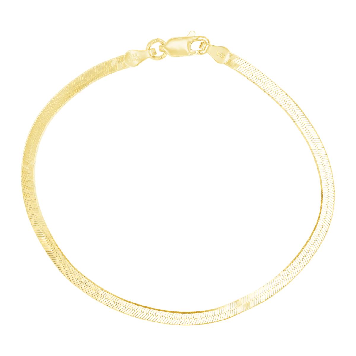 Sterling Silver Yellow 3mm 030 Herringbone 9" Chain Anklet