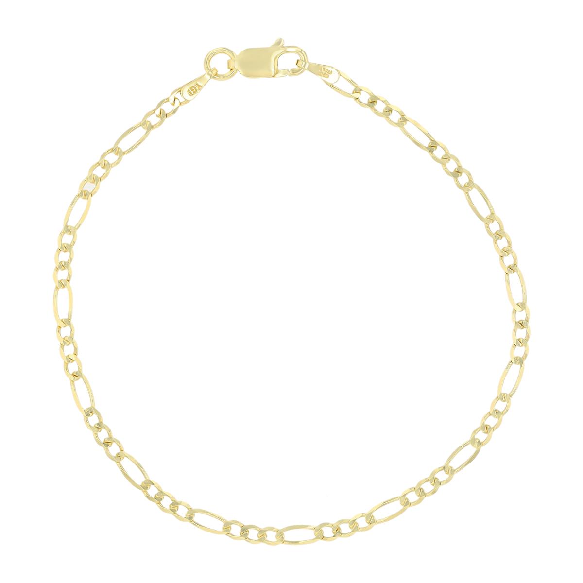 Sterling Silver Yellow 060 Figaro 7" Chain Bracelet