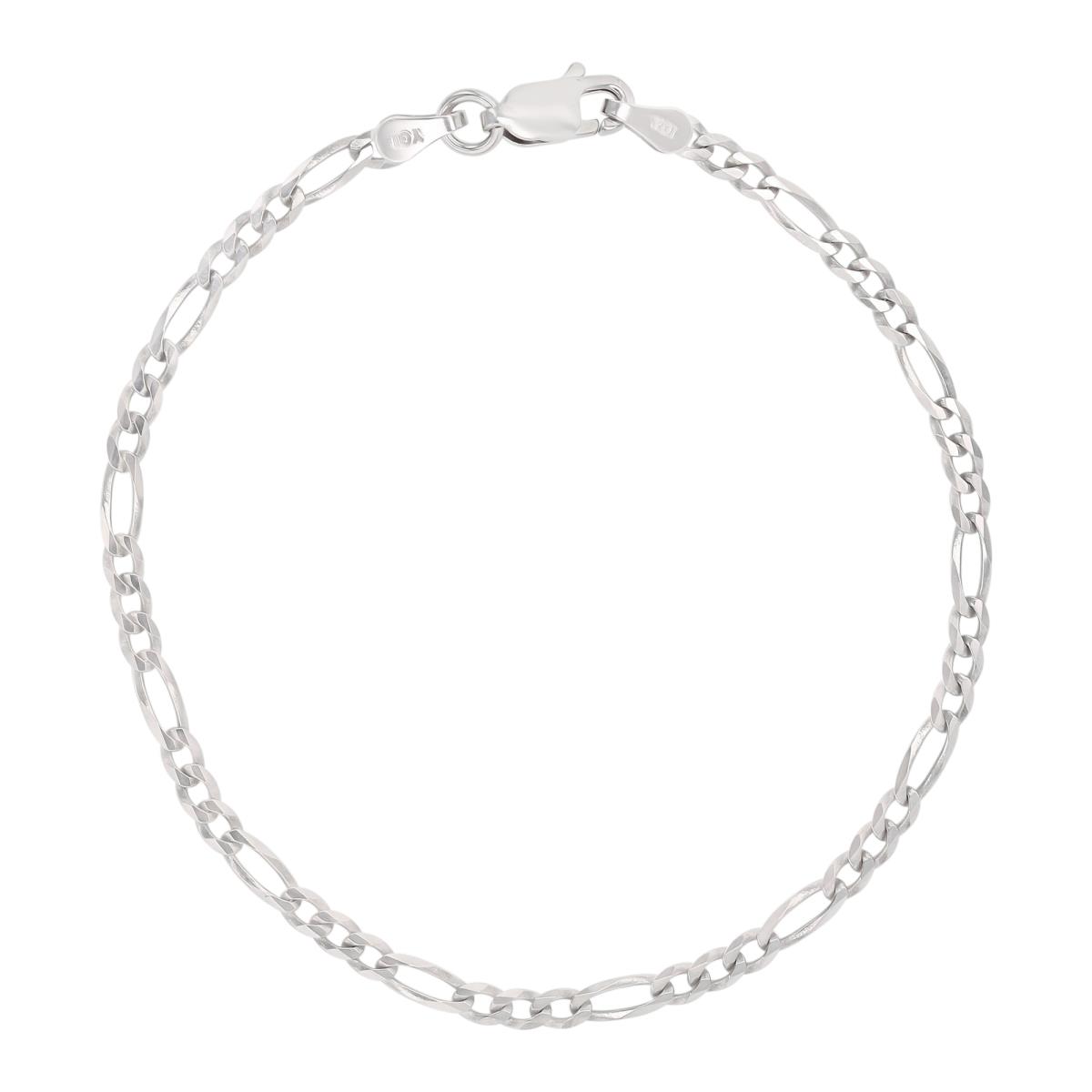 Sterling Silver Rhodium 080 Figaro 7" Chain Bracelet
