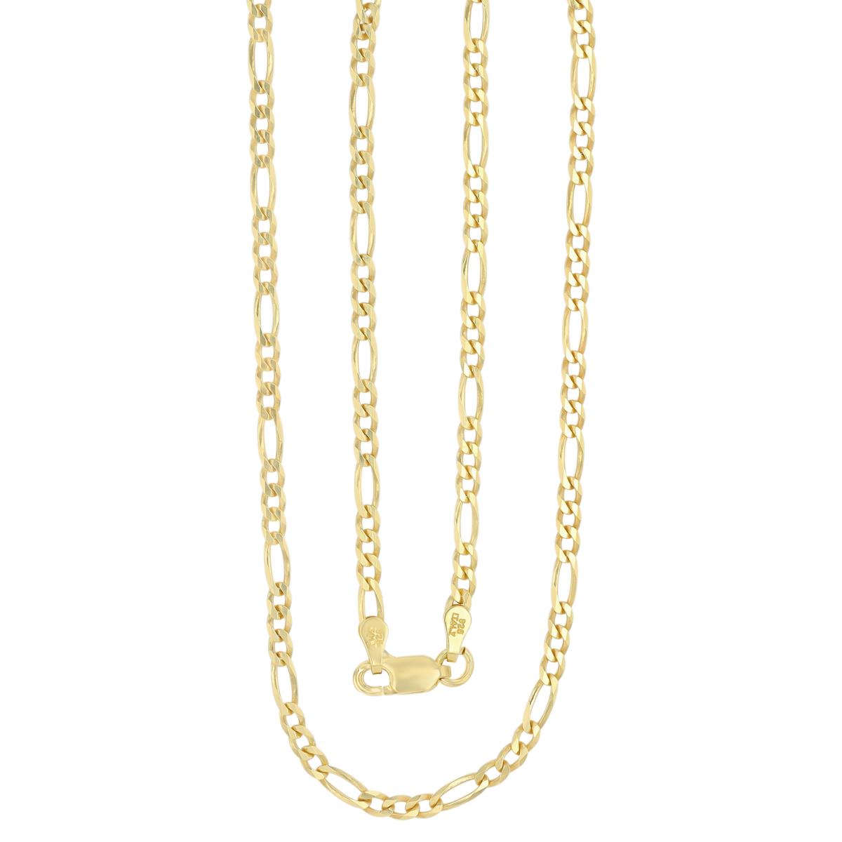 Sterling Silver Yellow 080 Figaro 18" Chain