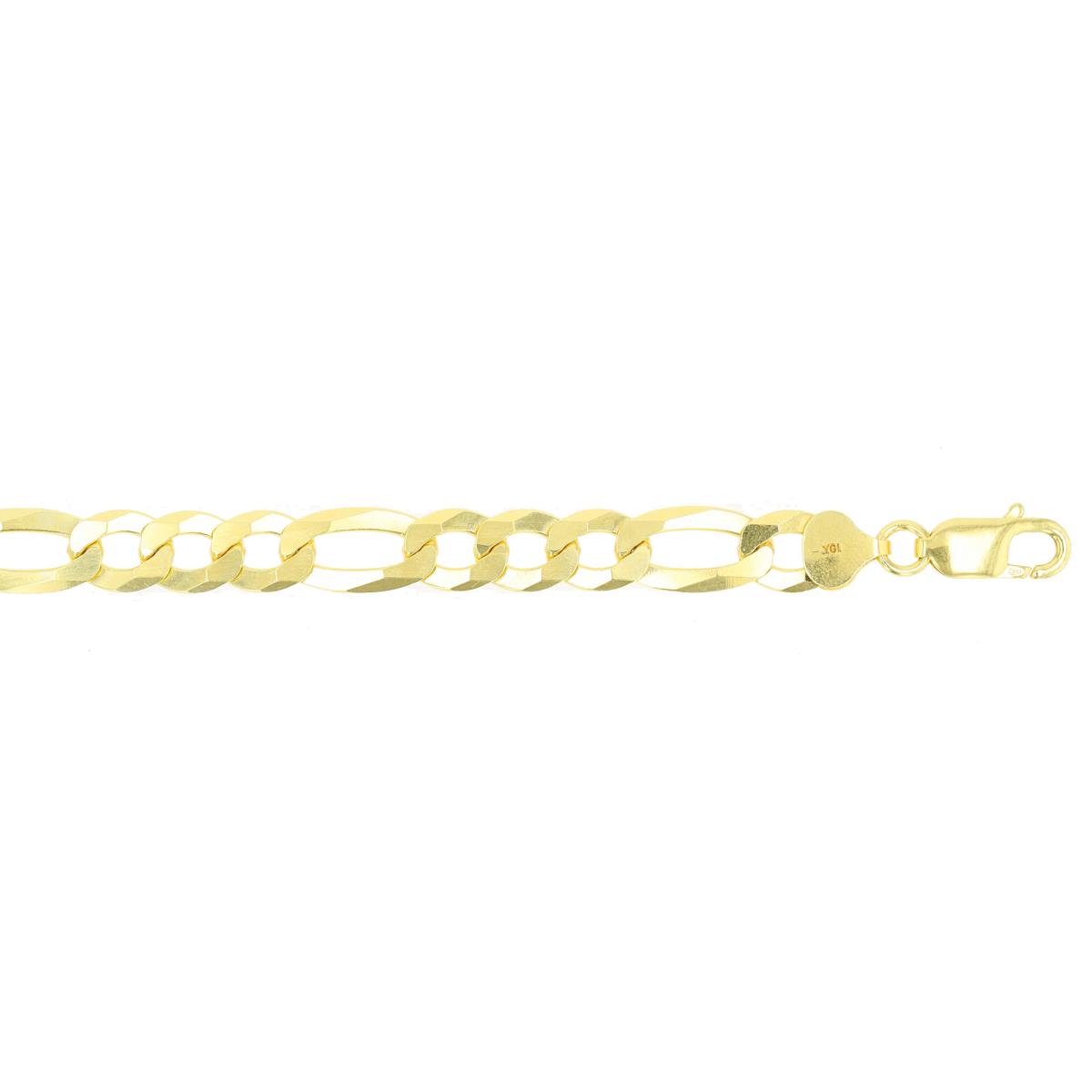Sterling Silver Yellow 200 Figaro 8.5" Chain Bracelet