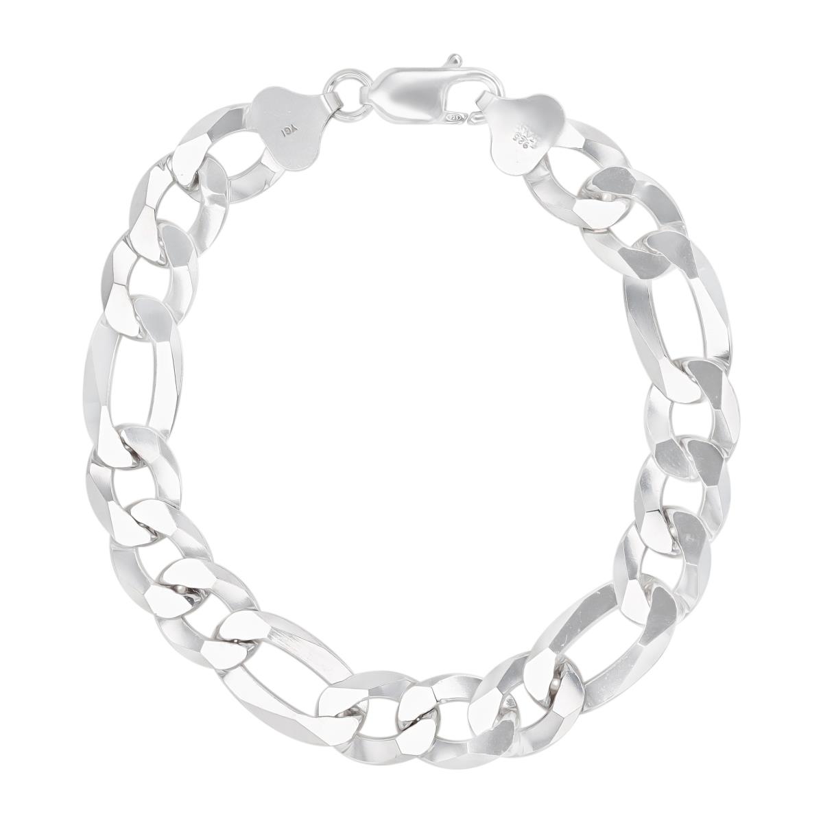 Sterling Silver Rhodium 280 Figaro 8.5" Chain Bracelet