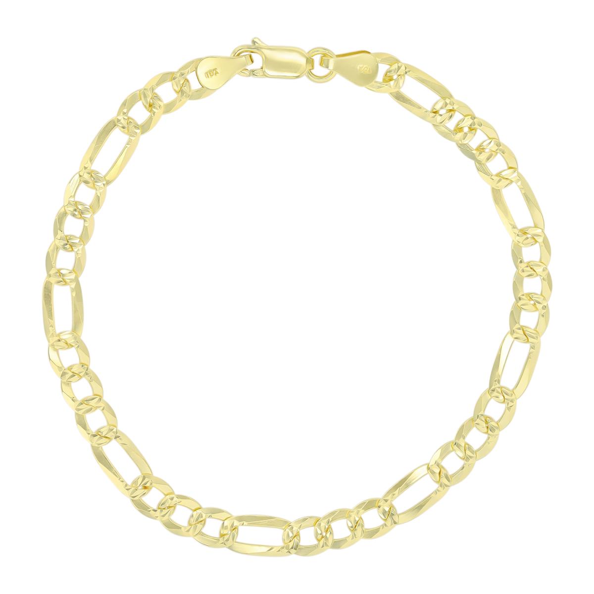 Sterling Silver Yellow DC 150 Figaro 10" Chain Anklet