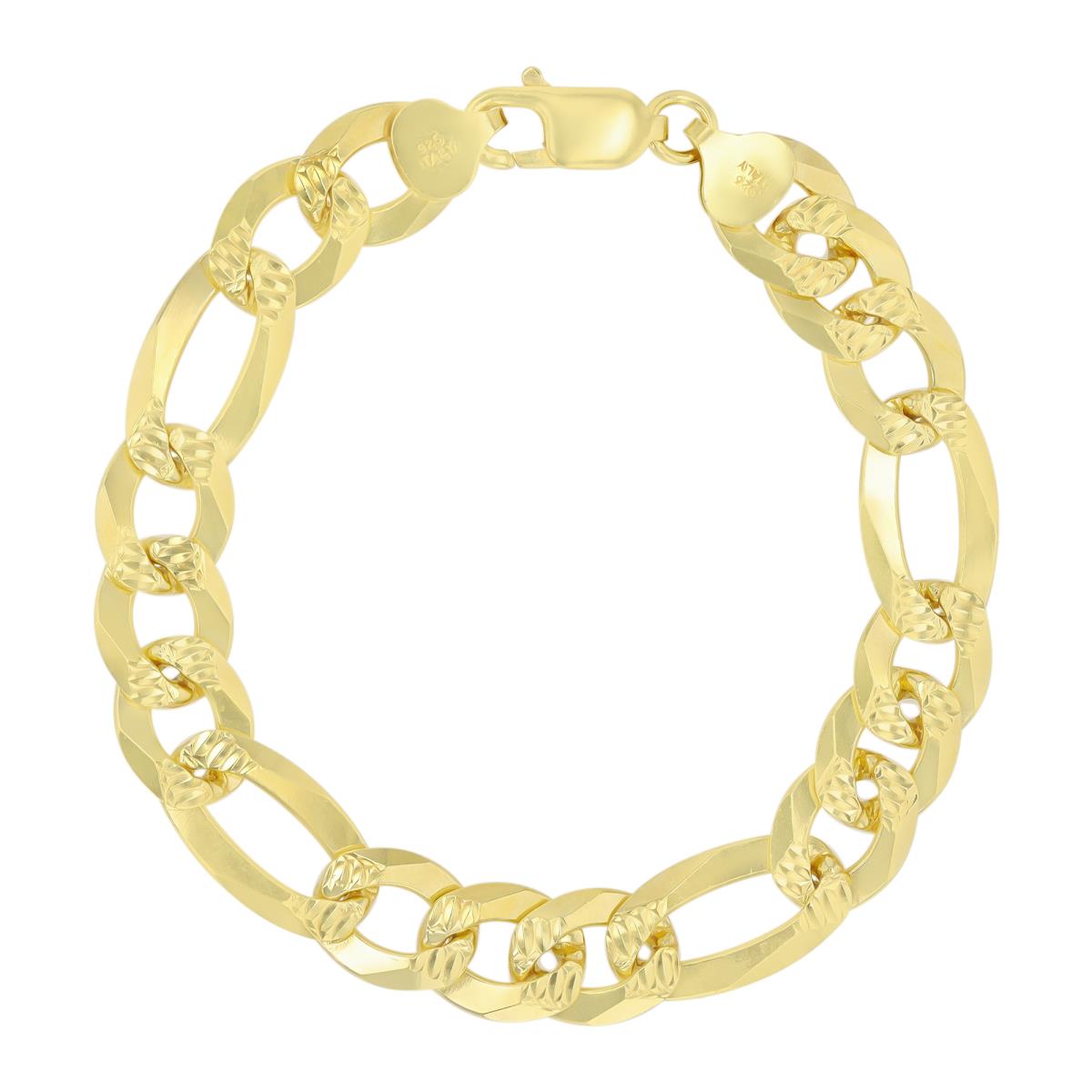 Sterling Silver Yellow DC 280 Figaro 8.5"Chain Bracelet