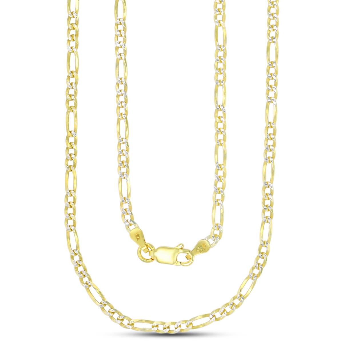 Sterling Silver Two-Tone DC 2.6mm 080 Figaro 18"Chain 