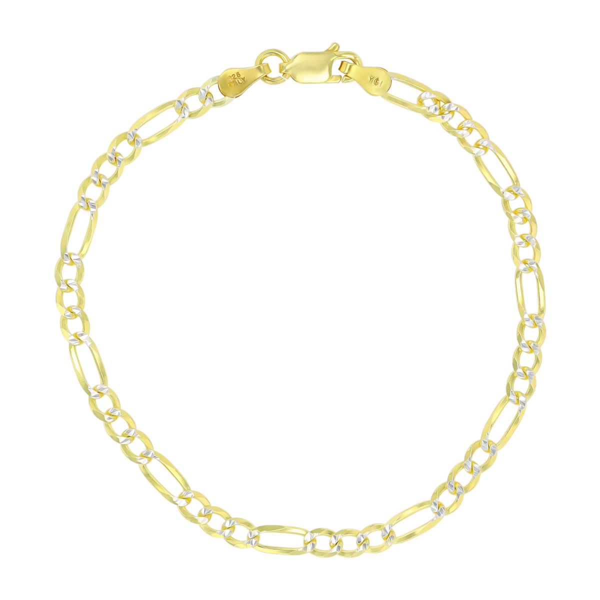 Sterling Silver Two-Tone DC 100 Figaro 10"Chain Anklet