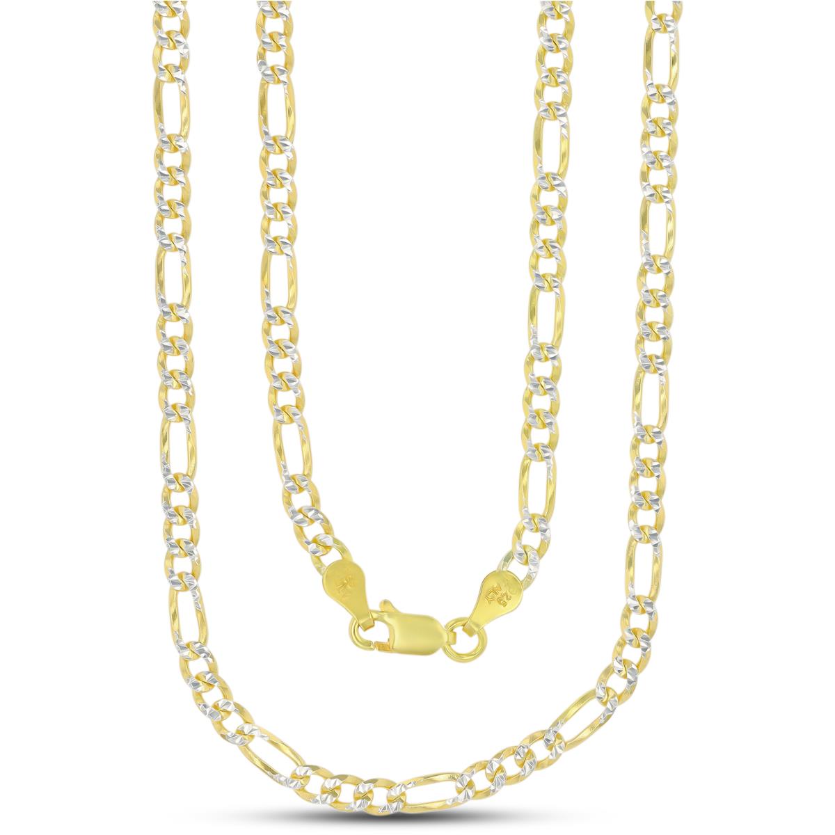 Sterling Silver Two-Tone DC 100 Figaro 22"Chain 