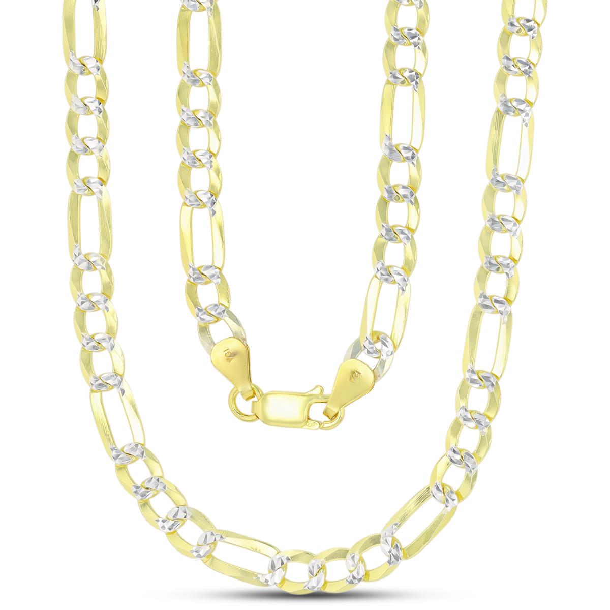 Sterling Silver Two-Tone DC 150 Figaro 26" Chain 