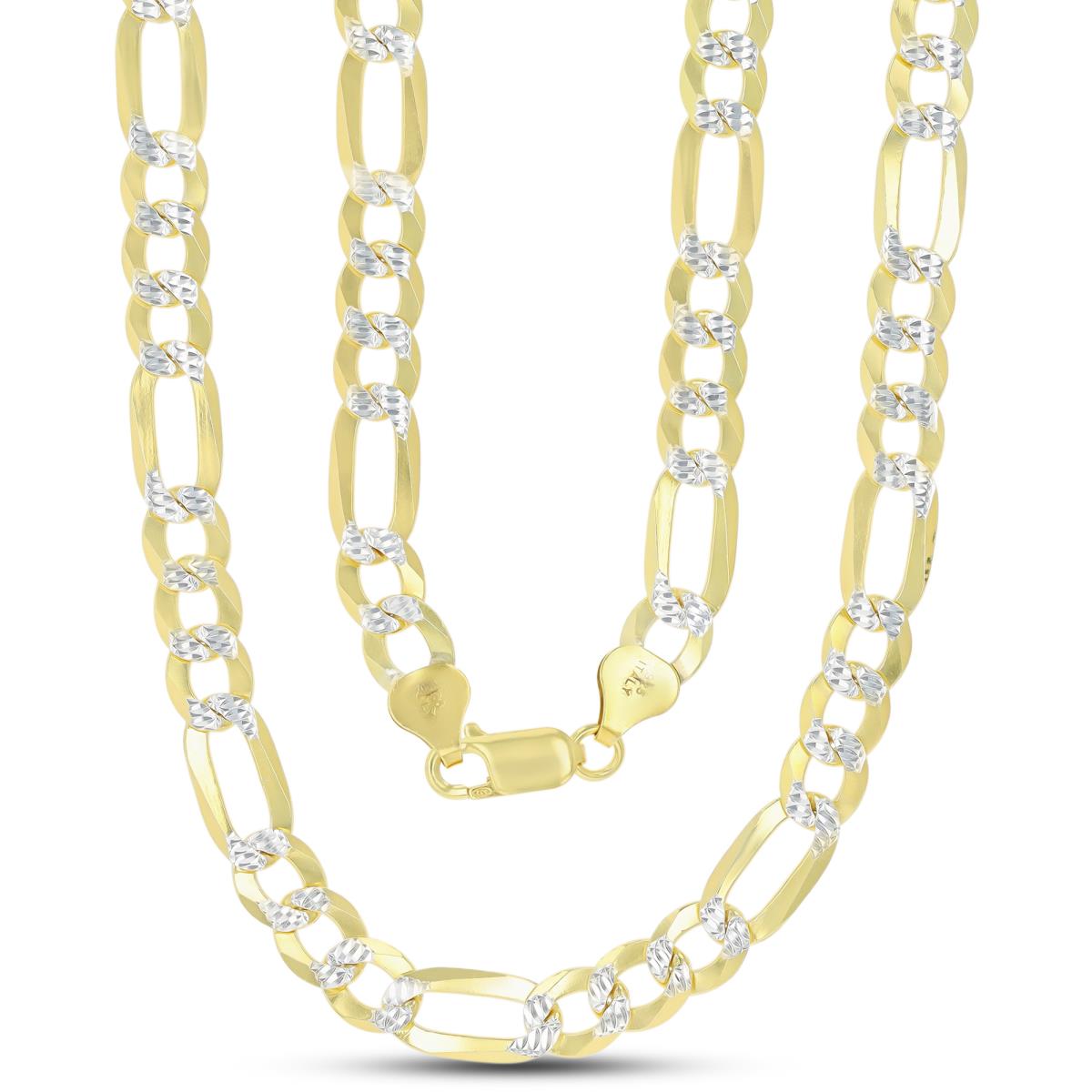 Sterling Silver Two-Tone DC 7.5mm 180 Figaro 18"Chain 