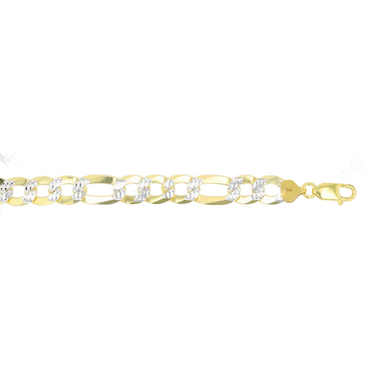Sterling Silver Two-Tone DC 280 Figaro 8.5"Chain Bracelet