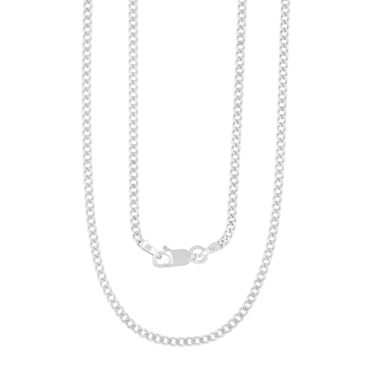 Sterling Silver Rhodium 18" 060 Flat Curb Chain 